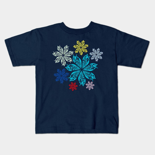 Colorful Flowers Abstract Kids T-Shirt by radeckari25